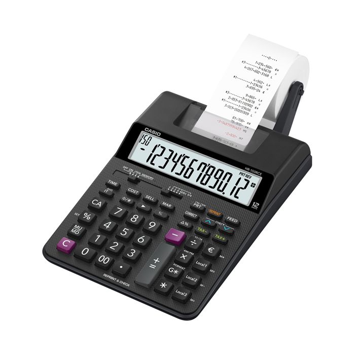Calcolatrice scrivente Casio display 12 cifre - alimentatore incluso nero HR-150RCE-WB-EC main product photo