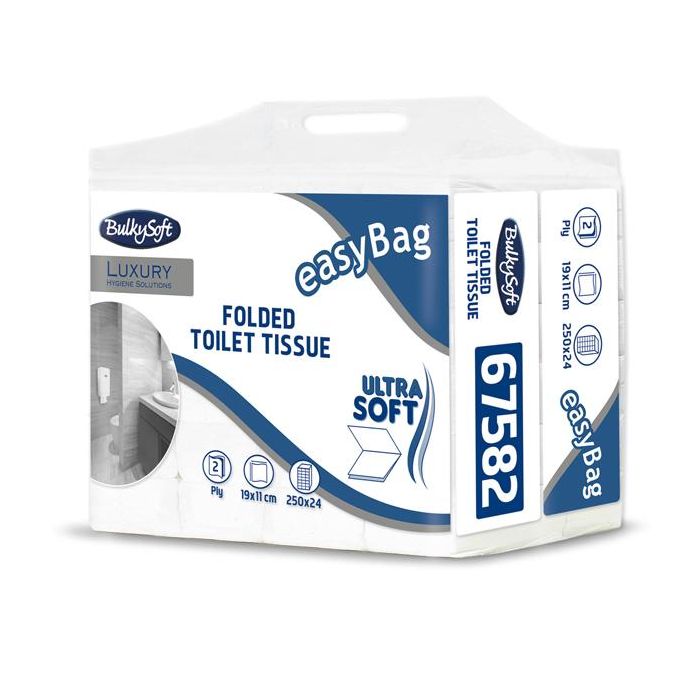 Carta igienica interfogliata EasyBag - 15,5 gr - strappo 11x19 cm - Bulkysoft - pacco da 250 strappi main product photo