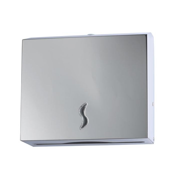 MEDIALINTERNATIONAL Distributore asciugamani piegati - 28x10,2x26,5 cm - acciaio inox - capacitA' 200 fogli - grigio - Medial International main product photo