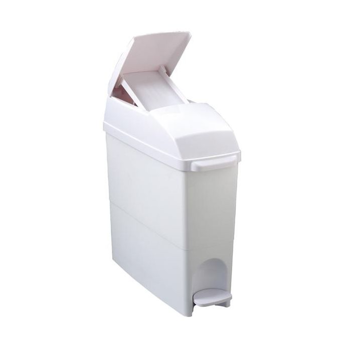MEDIALINTERNATIONAL Contenitore igienico a pedale - 17x43x48 cm - coperchio blocca sacco - 18 L - bianco - Medial International main product photo