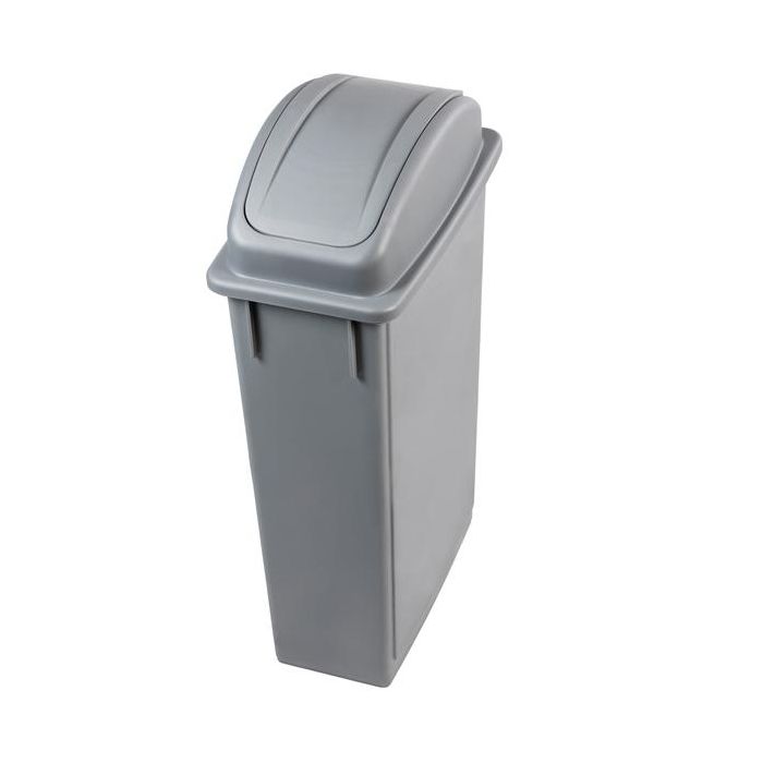 MEDIALINTERNATIONAL Contenitore Office per indifferenziata - con coperchio basculante - 29,5x52x83,5 cm - 90 L - grigio - Medial International main product photo