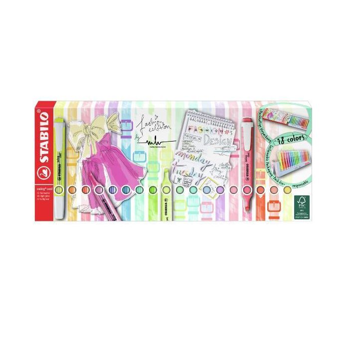 Evidenziatori Swing Cool Pastel Stabilo conf. 18 colori assortiti - 275/18-01-5 main product photo