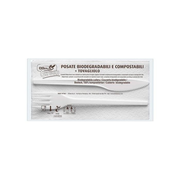 Bis posate in Estabio - con tovagliolo 2 veli - Dopla - conf. 100 pezzi main product photo