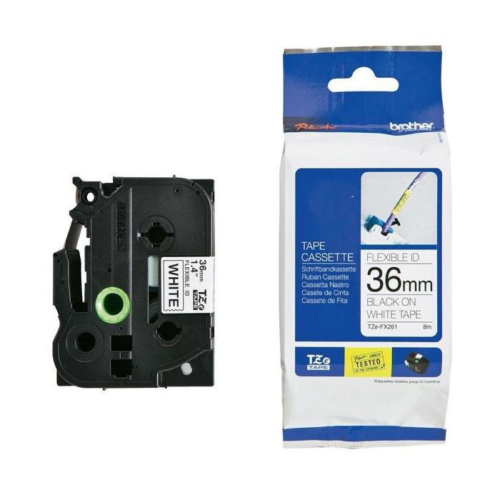 Nastro Brother Laminato flessibile da 36 mm (8 m) Nero/Bianco main product photo