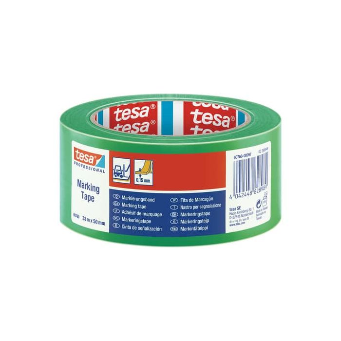 Nastro per segnalazioni in PVC tesa Tesaflex 60760 rivestito gomma resina 50mmX33m verde - 60760-00097-15 main product photo