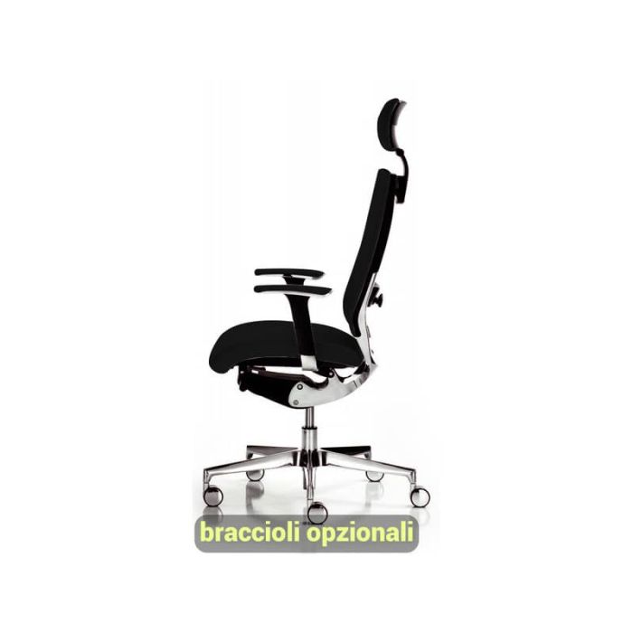 Sedia semidirezionale girevole Unisit Concept COTPG ergonomica con poggiatesta rivestimento pelle nero - COTPG/PN main product photo