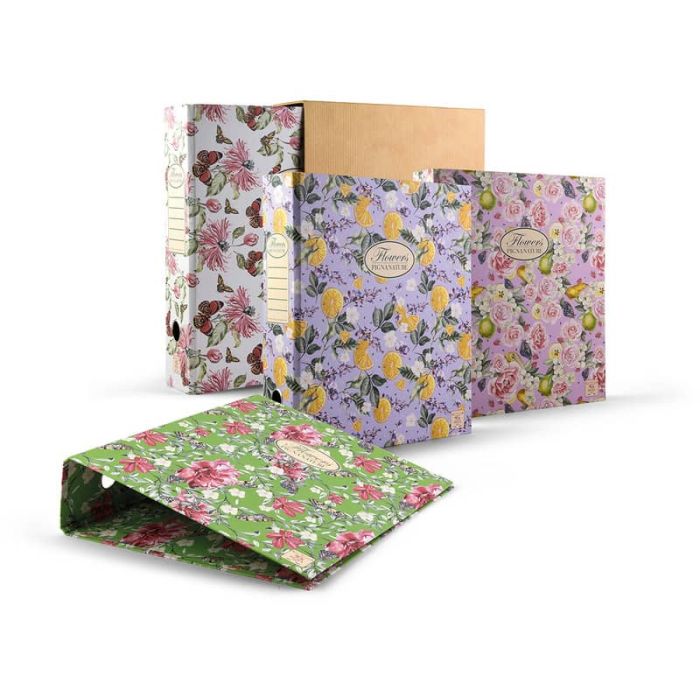 Registratore a 2 anelli con custodia PIGNA Nature Flowers con dorso da 8 cm 28,5x35 cm assortiti - 0223325D8 main product photo