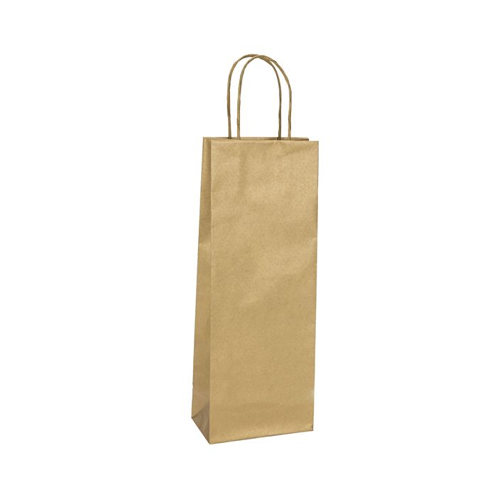 Portabottiglie BARBERA - maniglie cordino - 14 x 9 x 38 cm - carta biokraft - oro - Mainetti Bags - conf. 20 pezzi main product photo