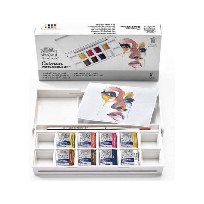 WINSOR & NEWTON SET TASCABILE ACQUARELLO COTMAN 8 GODETS+PEN. RITRATTO main product photo