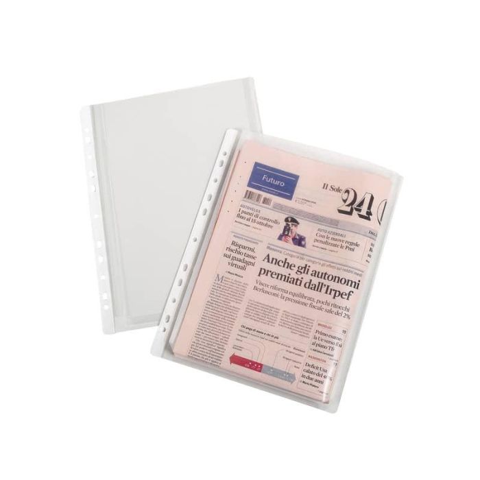 Buste a perforazione con soffietto alta capacità ELBA A4 21x29,7 cm trasparente buccia d'arancia conf. da 10 - 100080753 main product photo