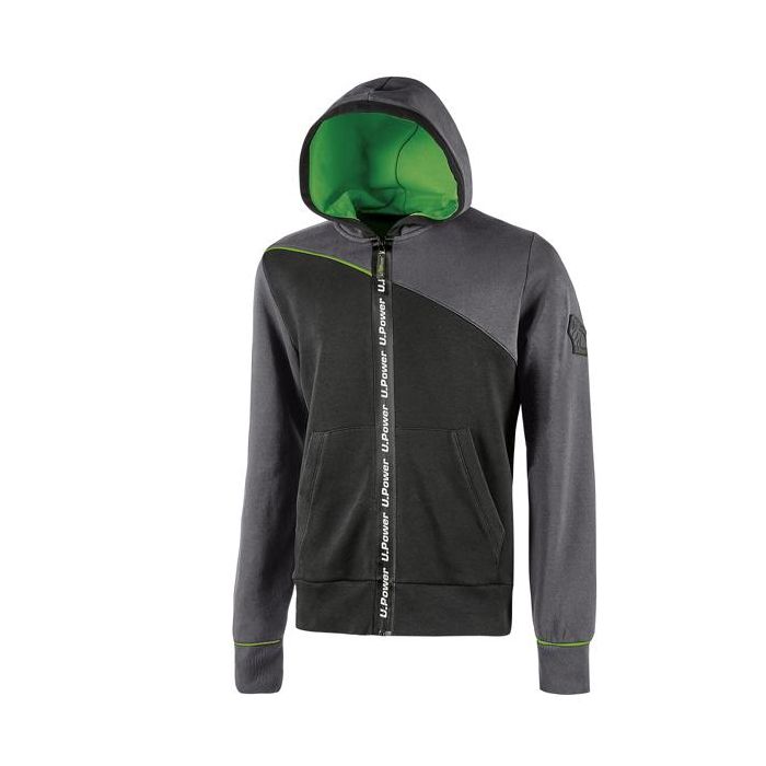 Felpa Jupiter - con cappuccio - taglia L - grigio/verde - U-Power main product photo