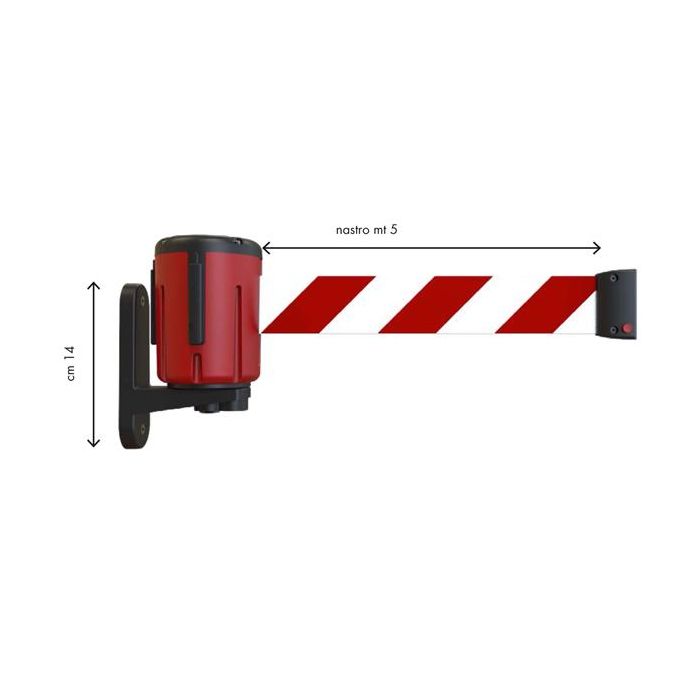 Kit testina Rondo Tensa - nastro estensibile 5 m - rosso/bianco - con fissaggio a muro - Studio T main product photo