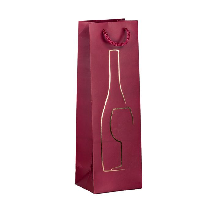 Shopper portabottiglie - con manici in corda - 12 x 37 x 9 cm - rosso - Rex Sadoch main product photo