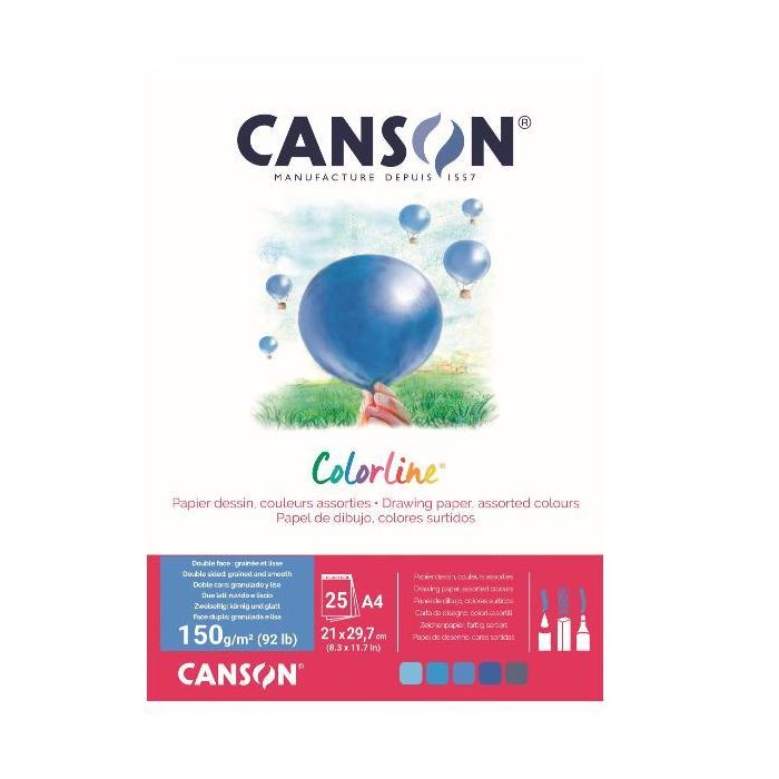 Album da disegno Canson Colorline A4 150 g/m 25 fg. Assortimento Acqua C31074P002 main product photo