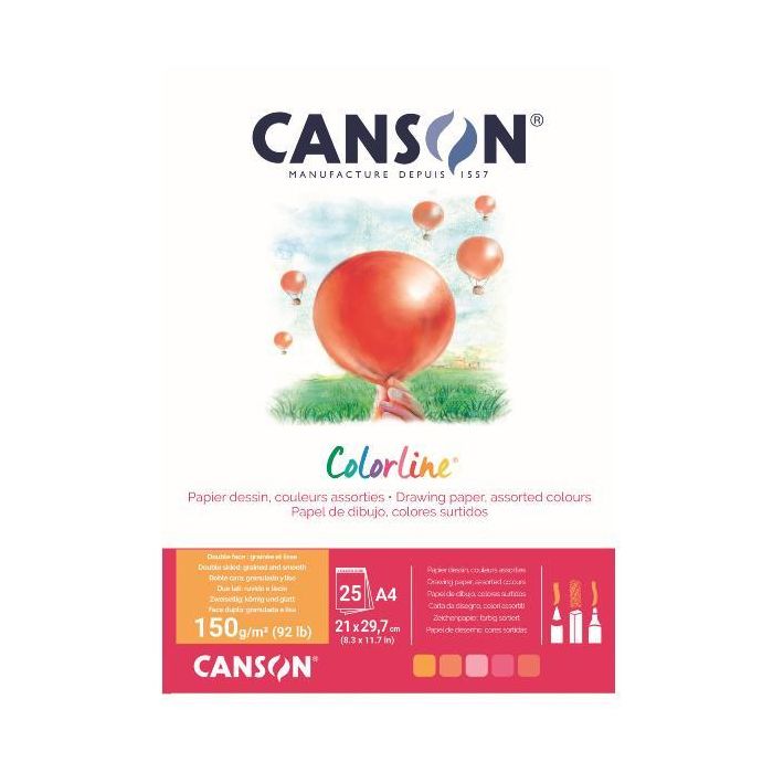 Album da disegno Canson Colorline A4 150 g/m 25 fg. Assortimento Fuoco C31074P001 main product photo