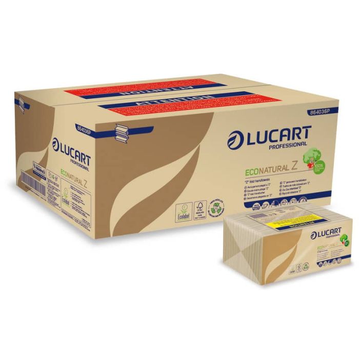 Asciugamani piegati a "Z" Lucart EcoNatural Z 23x23,5 cm avana conf. da 220 ff - 864036P main product photo