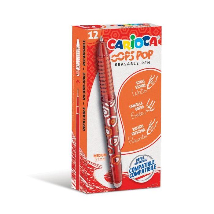 Penna cancellabile Carioca Oops Pop punta media 0,7 mm conf. da 12 rosso 42044/03 main product photo