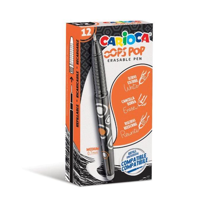 Penna cancellabile Carioca Oops Pop punta media 0,7 mm conf. da 12 nero 42044/01 main product photo