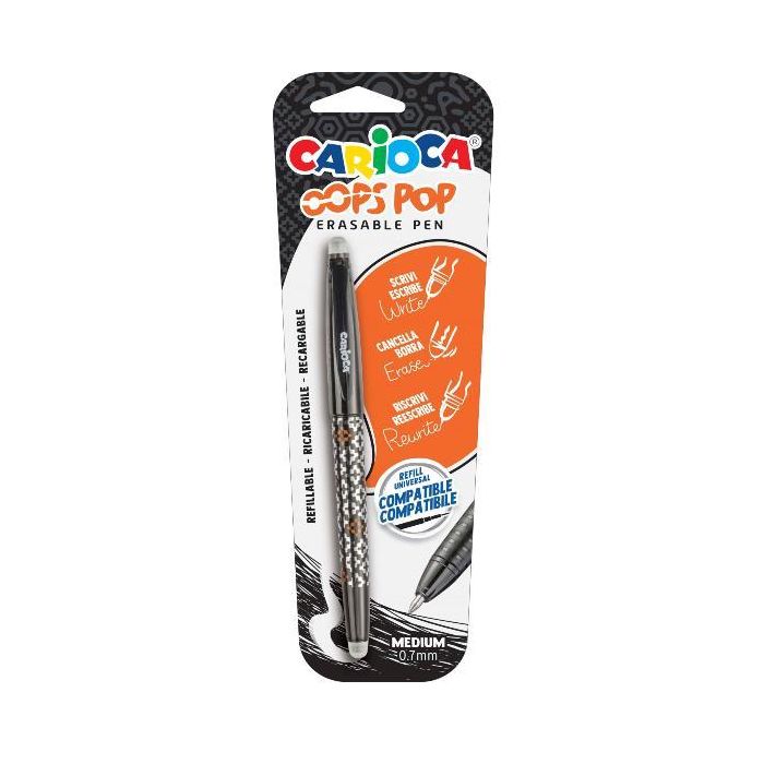 Penna cancellabile Carioca Oops Pop punta media 0,7 mm nero 41044/01 main product photo