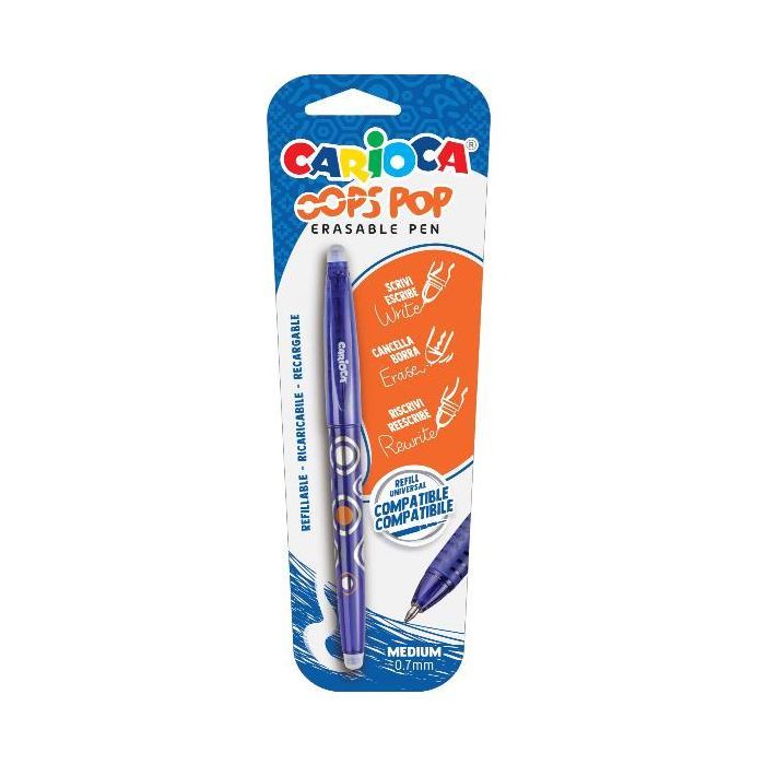 Penna cancellabile Carioca Oops Pop punta media 0,7 mm blu 41044/02 main product photo