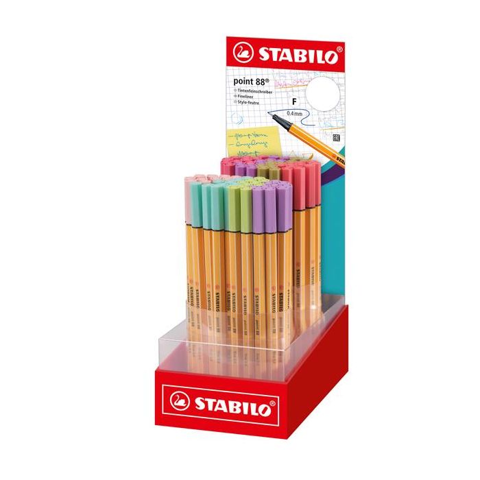Espositore 80 fineliner Stabilo Point 88 0,4 mm - colori assortiti - 88/80-01 main product photo