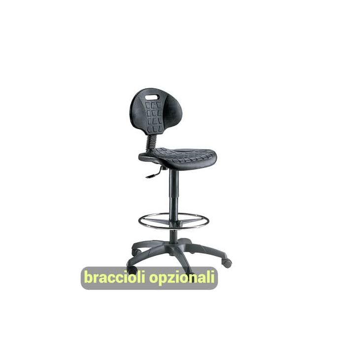 Sgabello tecnico Unisit Esos EOE2 alto - poggiapiedi telescopico - poiluterano integrale nero - EOE2 main product photo