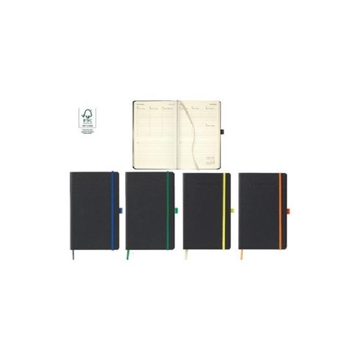 AGENDA 2025 settimanale 13 x 21cm, BLACK COLOR carta avorio, con elastico main product photo