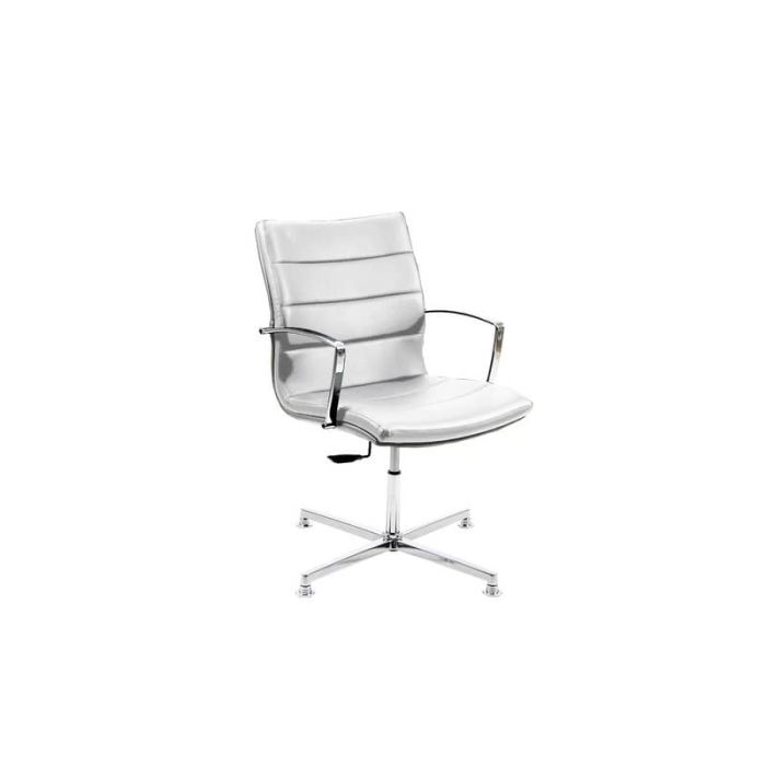 Sedia interlocutore direzionale girevole Unisit Aquarius AQD4 - schienale basso - riv. pelle bianco con braccioli AQD4/PQ main product photo
