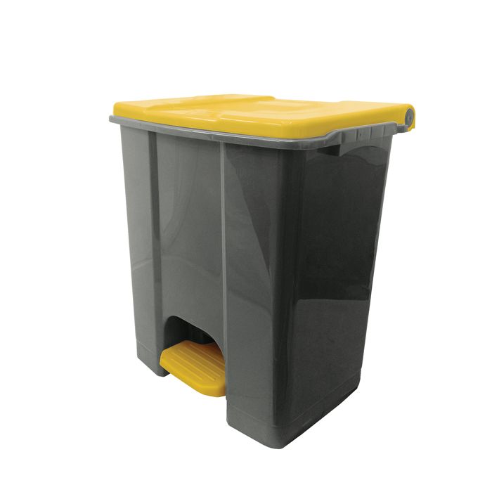 Contenitore mobile Ecoconti - a pedale - 60 L - plastica riciclata - grigio/giallo - Medial International main product photo