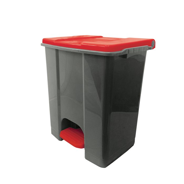 Contenitore mobile Ecoconti - a pedale - 60 L - plastica riciclata - grigio/rosso - Medial International main product photo