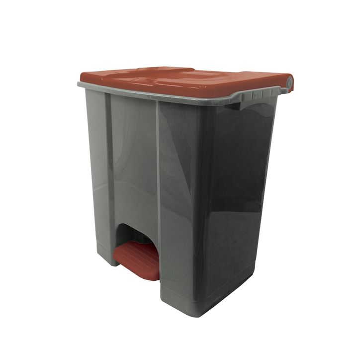 Contenitore mobile Ecoconti - a pedale - 60 L - plastica riciclata - grigio/marrone - Medial International main product photo