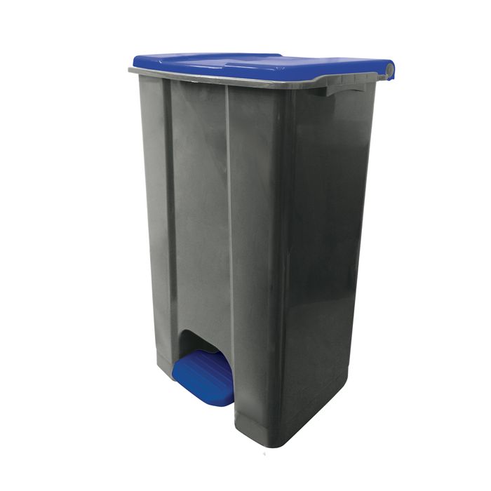 Contenitore mobile Ecoconti - a pedale - 80 L - plastica riciclata - grigio/blu - Medial International main product photo