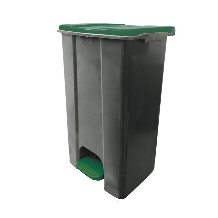 Contenitore mobile Ecoconti - a pedale - 80 L - plastica riciclata - grigio/verde - Medial International main product photo