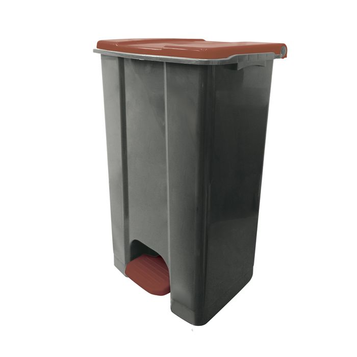 Contenitore mobile Ecoconti - a pedale - 80 L - plastica riciclata - grigio/marrone - Medial International main product photo