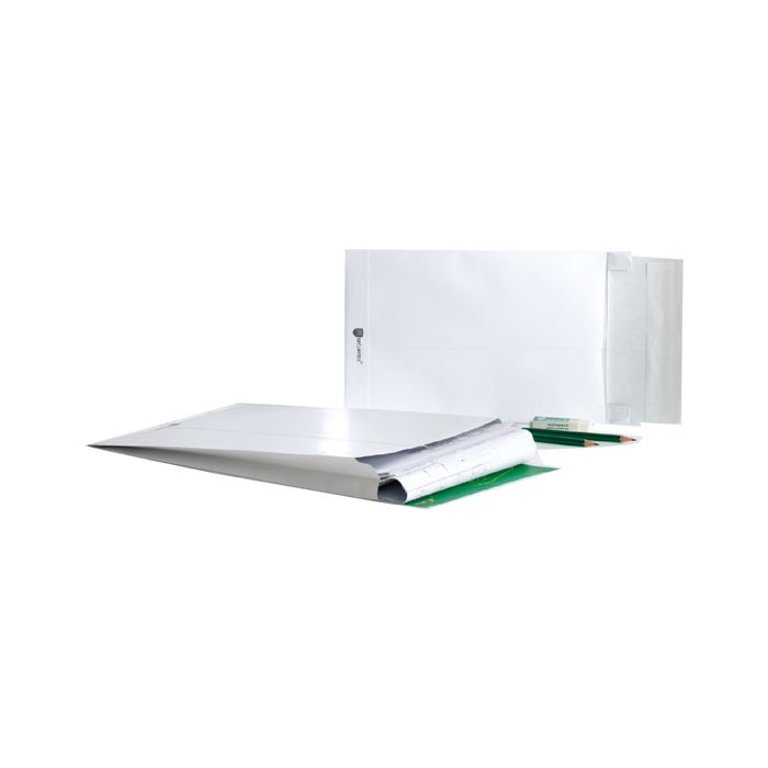 Buste a sacco Securitex - con soffietti - B4 - 25 x 35,3 x 3,8 cm - 130 gr - bianco - Bong Packaging - conf. 100 pezzi main product photo
