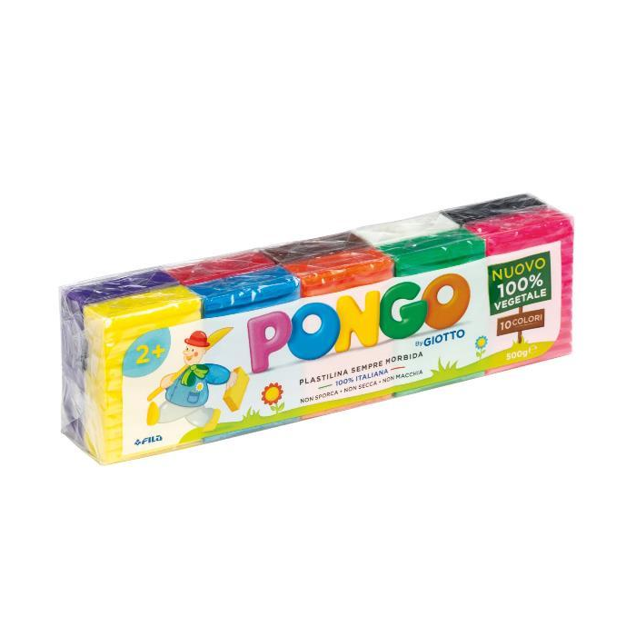 Astuccio da 10 panetti di plastilina vegetale 500 g Pongo colori assortiti F605000 main product photo