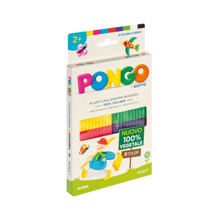 Astuccio da 8 panetti di plastilina vegetale 264 g Pongo colori assortiti classici - F603000 main product photo