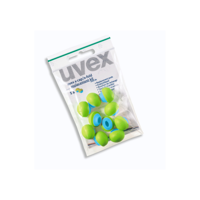 Capsule di ricambio per archetto x-cap - conf 60 paia in bustine da 5 paia Uvex lime/blu - 2125351 main product photo