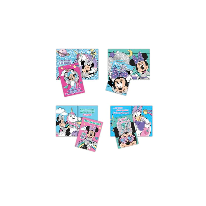 Biglietti auguri assortiti 11,5x16,8 cm conf. 12 pz Rex-Sadoch minnie unicorn glitter - WDBA024G main product photo
