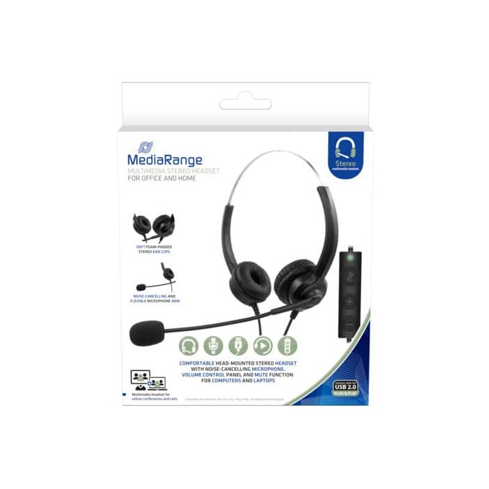Cuffie stereo per PC Media Range con microfono e filo - USB - - nero - MROS304 main product photo