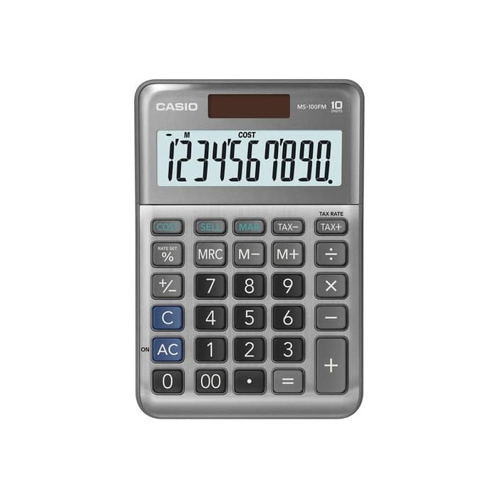 Calcolatrice da tavolo CASIO solare o batteria argento - display 10 cifre MS-100FM-WA-EP main product photo