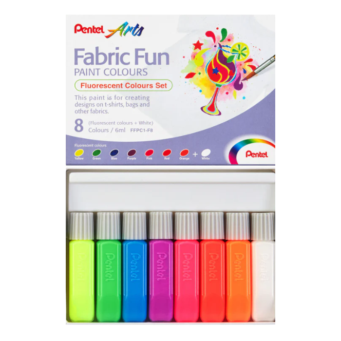 Colori per stoffa. 8 colori fluo. Fabric fun. Pentel main product photo