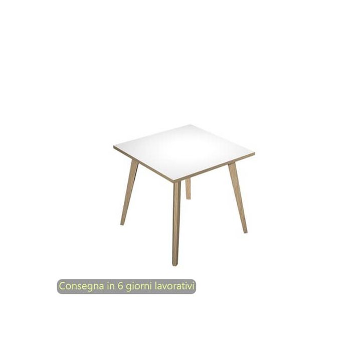 Scrivania piano bianco 80x80xH.74,4 cm gamba rastremata in legno rovere linea Woody Artexport - 6401-DKA-3C-AQ main product photo