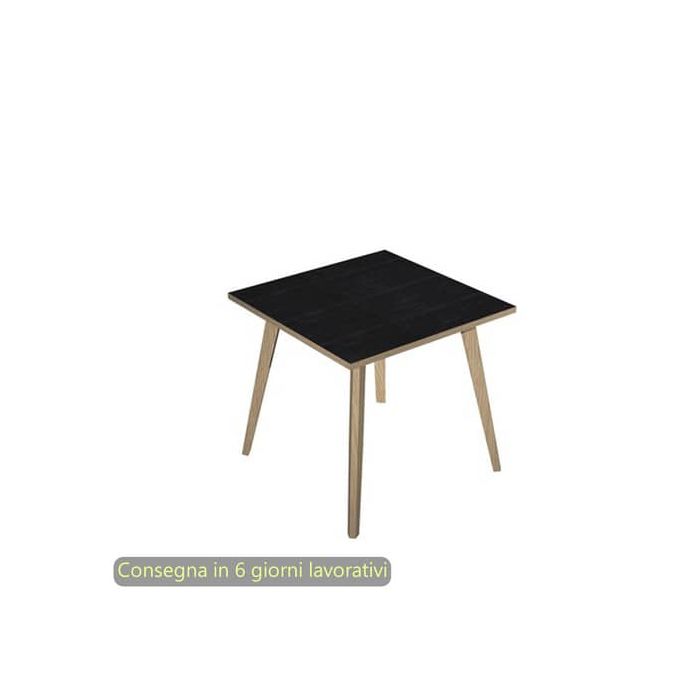 Scrivania nero venato frassino 80x80xH.74,4 cm gamba rastremata in legno rovere Woody - 6401-DKA-8C-AQ main product photo
