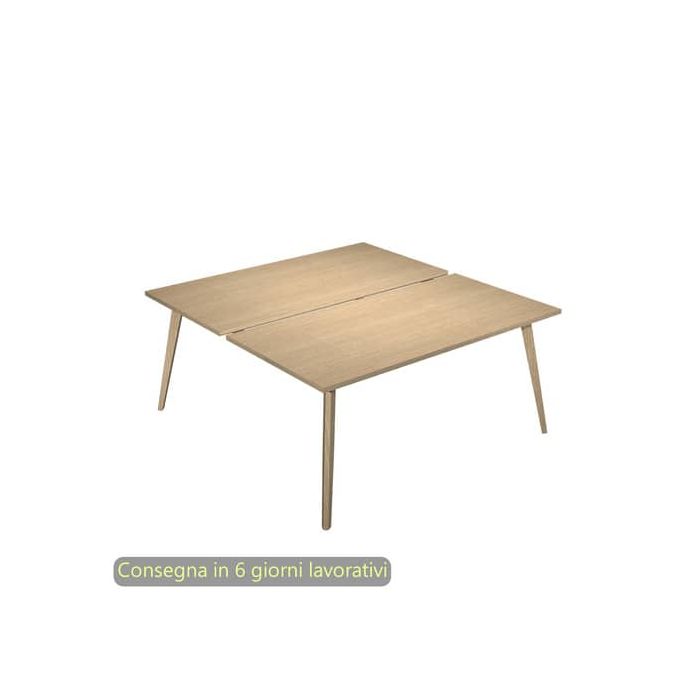 Scrivania bench doppia piano rovere 140x166xH.74,4 cm gamba rastremata legno rovere Woody Artexport - 6402B-DKA-C-AQ main product photo