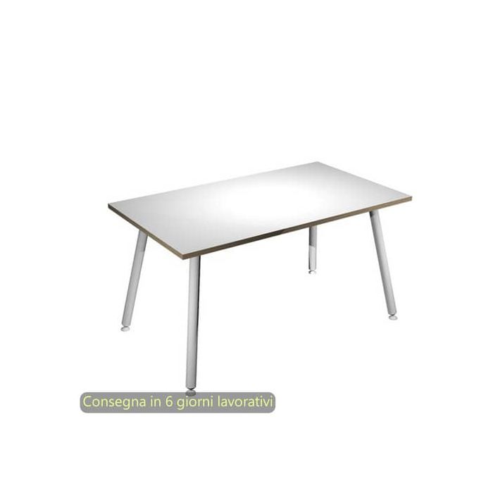 Scrivania piano bianco 140x80xH.74,4 cm gamba metallo tubolare bianca linea Skinny Metal Artexport - 6402-DJA-3C-AN main product photo