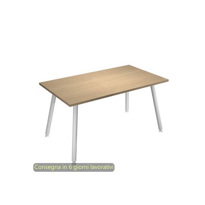 Scrivania piano bianco 140x80xH.74,4 cm gamba metallo tubolare bianca linea Skinny Metal Artexport -6402-DJA-C-AN main product photo