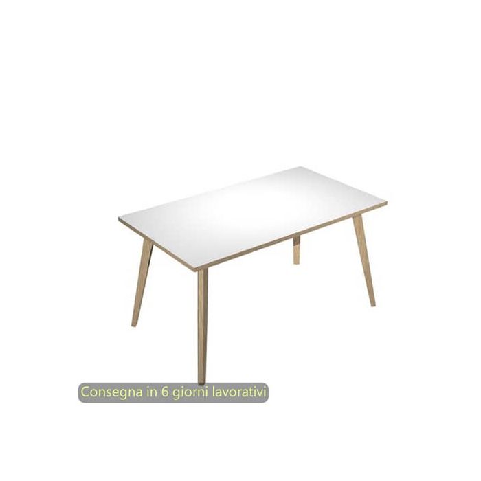 Scrivania piano bianco 140x80xH.74,4 cm gamba rastremata in legno rovere linea Woody Artexport - 6402-DKA-3C-AQ main product photo