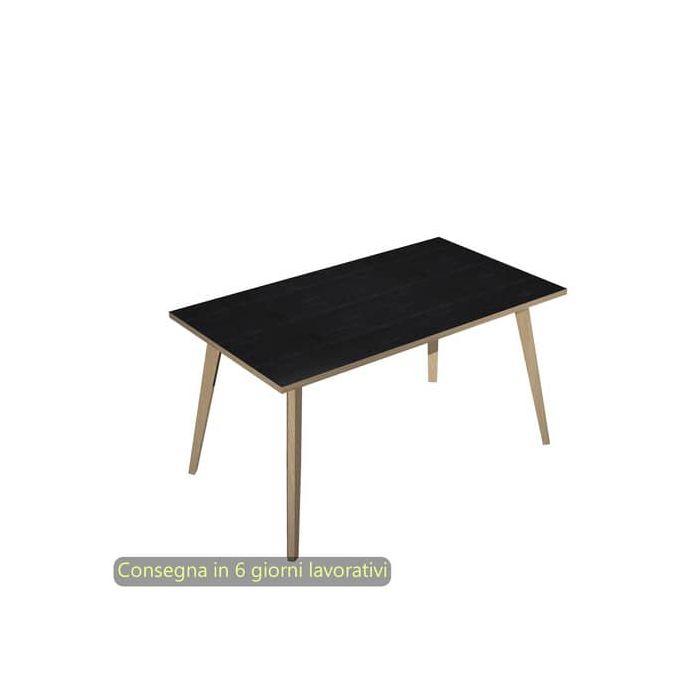 Scrivania piano nero venato frassino 140x80xH.74,4 cm gamba rastremata in legno rovere Woody - 6402-DKA-8C-AQ main product photo