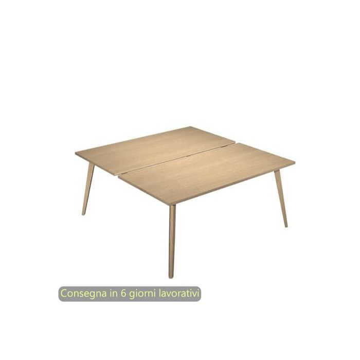 Scrivania bench doppia piano rovere 160x166xH.74,4 cm gamba rastremata legno rovere Woody Artexport - 6403B-DKA-C-AQ main product photo